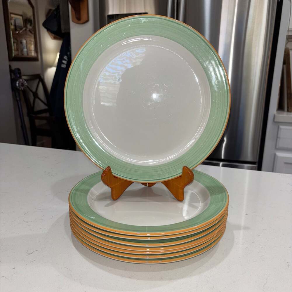 Steelite International Rio Green Slimline Dinner Plates Set of 8 Made in England